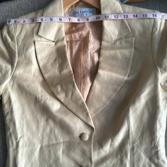 Vintage Guy Laroche Paris Cotton & silk blazer short sleeve cream size small - Picture 5 of 12